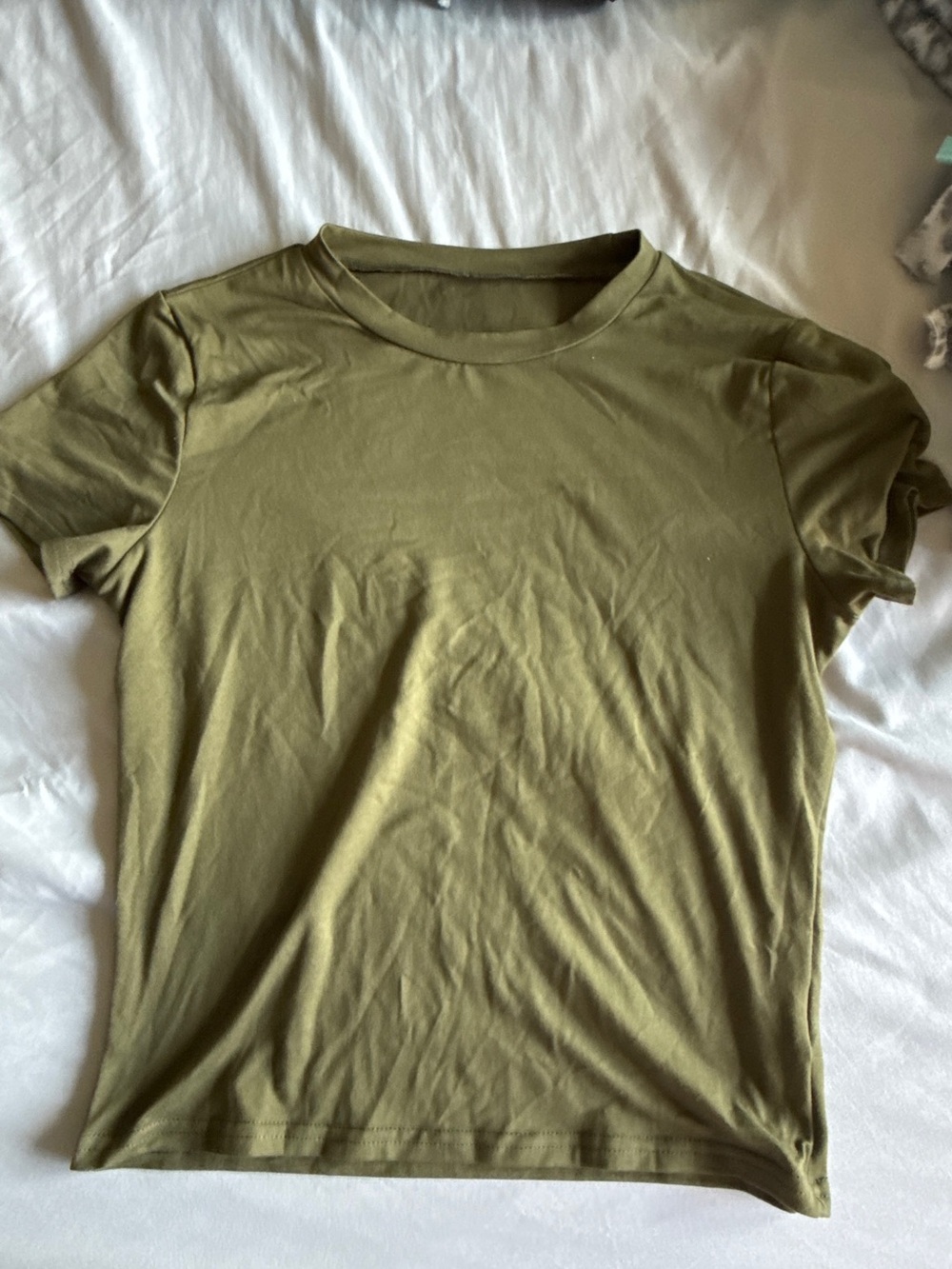 SHEIN Olive Green Basic Crew Tee